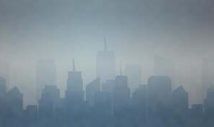 City skyline obscured by air pollution