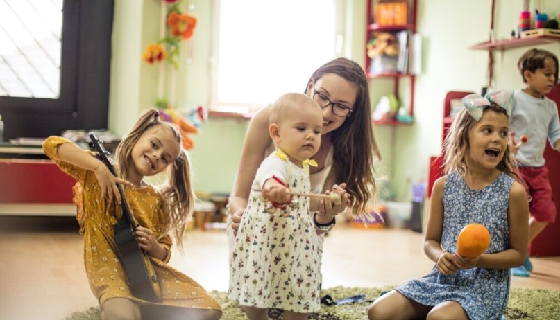 Children together in play room