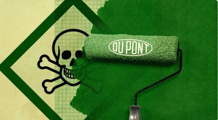 Paint roller on toxic symbol