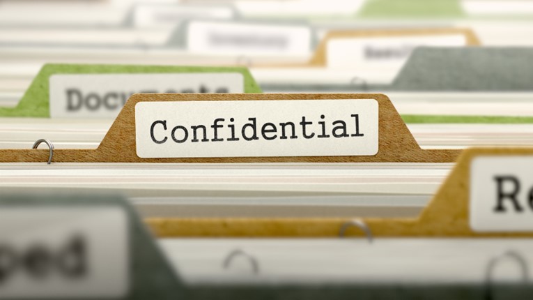 Confidential file in drawer