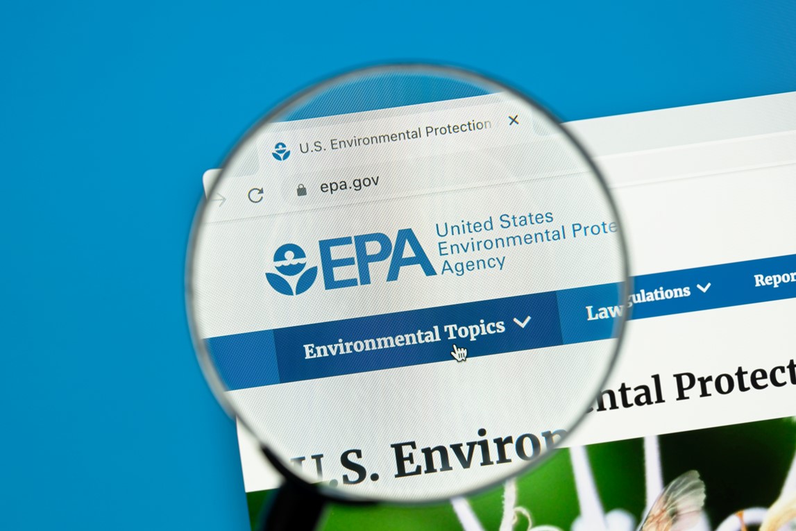 Magnifying glass over EPA's website