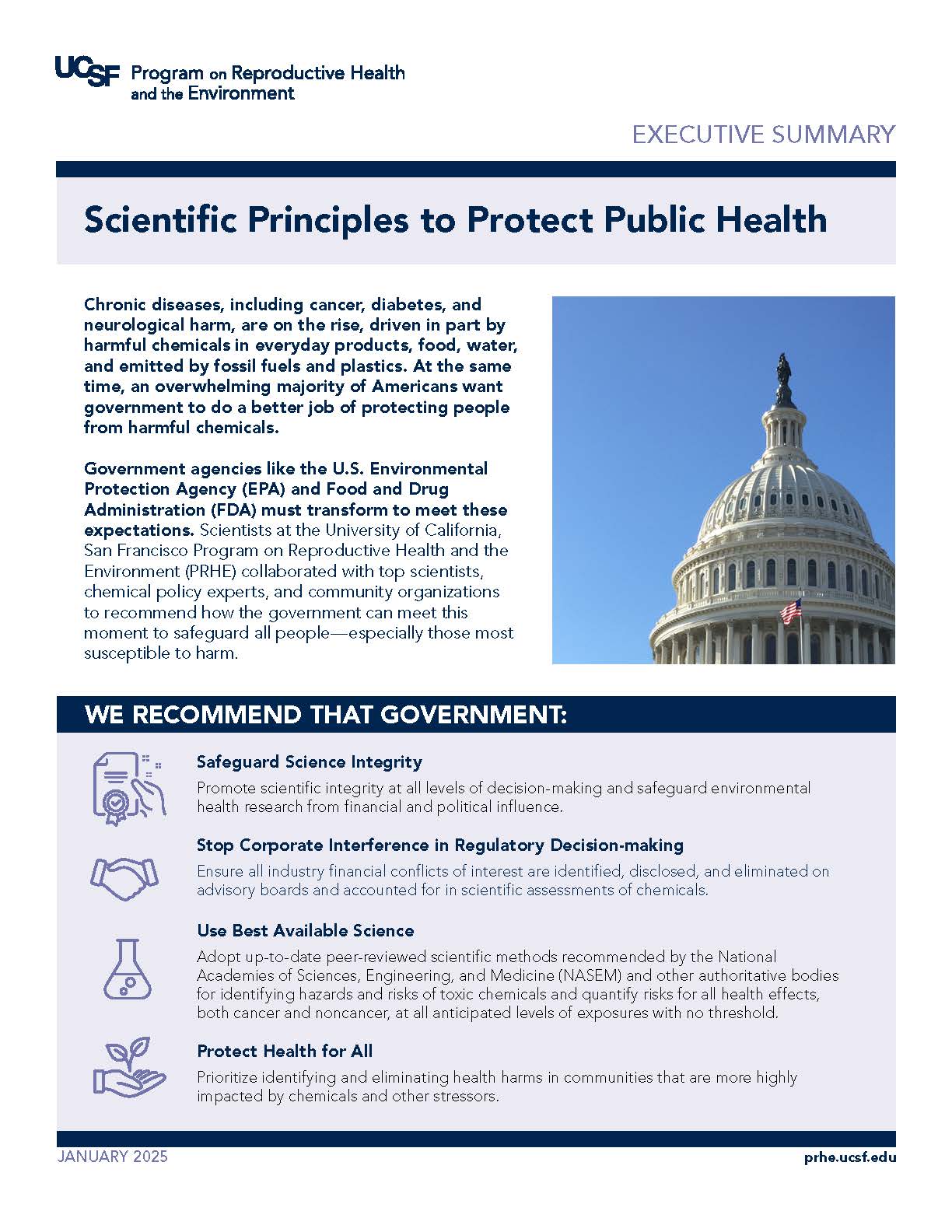 Scientific Principals to Protect Public Health executive summary