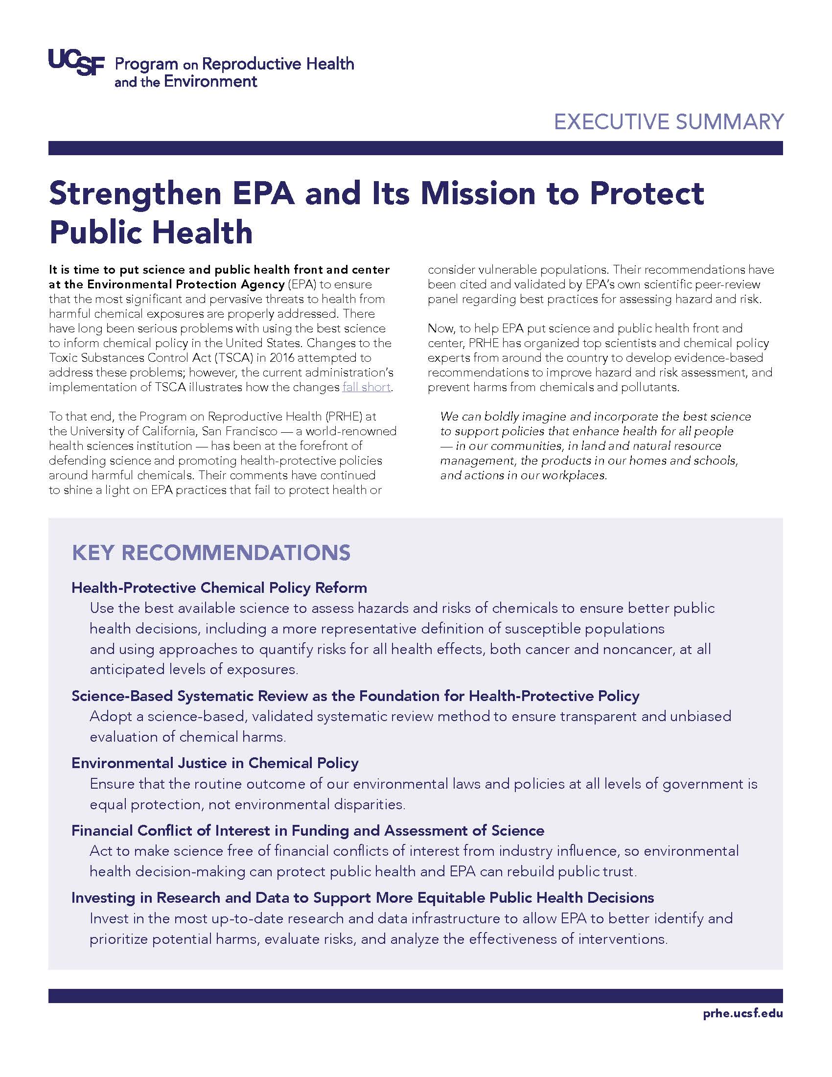 Strength EPA Executive Summary cover page