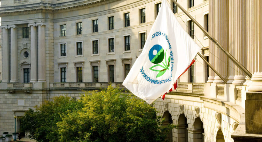 U.S. Environmental Protection Agency Flag on the side of a building