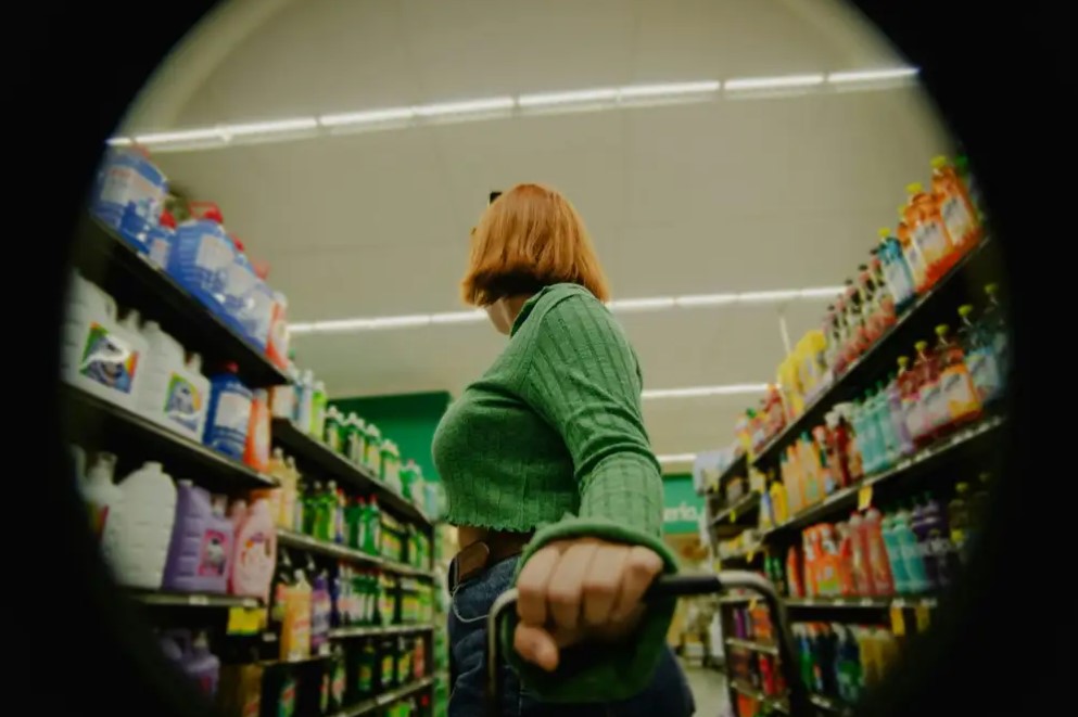 Woman shopping in grocery store