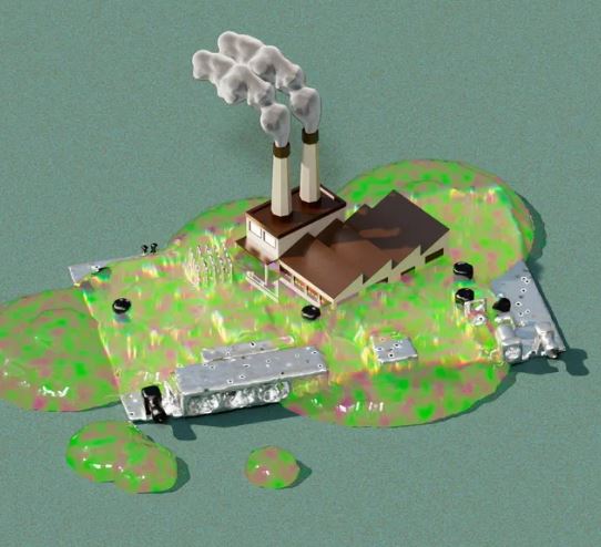 Illustration of spill at chemical plant