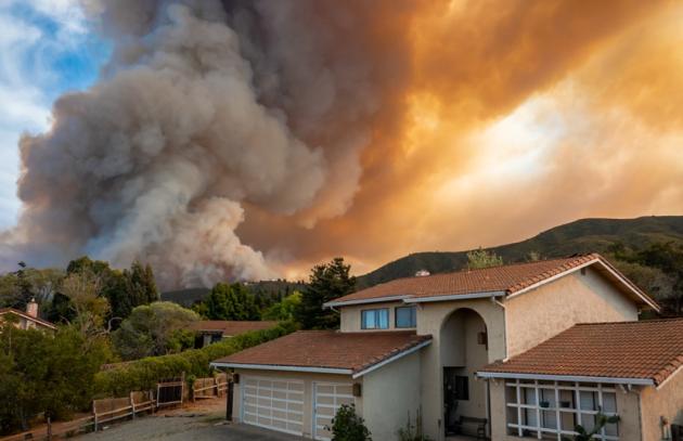 Fire burning in suburbs