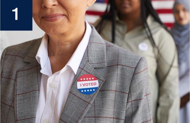 Women standing in line to vote