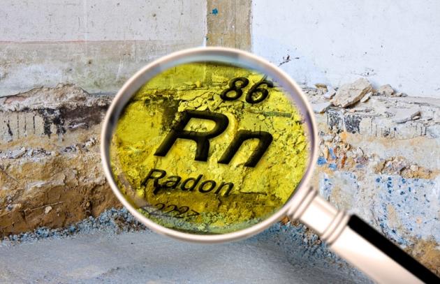 Magnifying glass showing Radon
