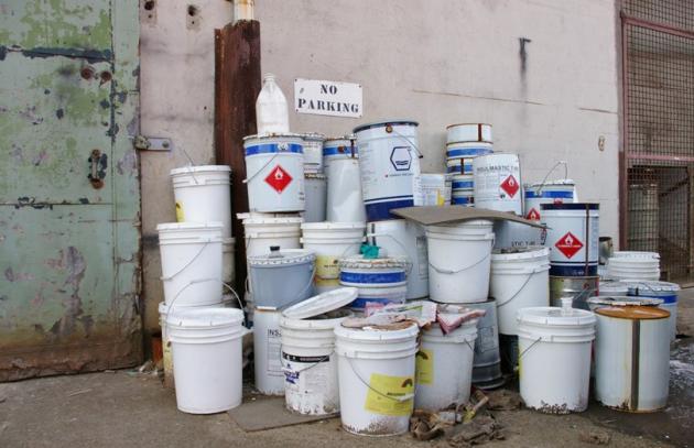 Old paint cans needing recycling