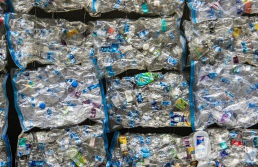 Bundles of plastic recycling