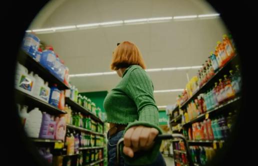 Woman shopping in grocery store