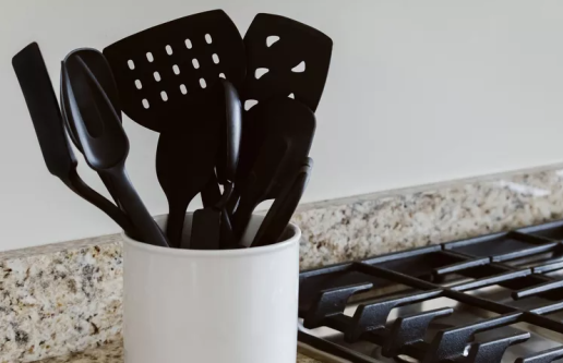 Kitchen tools made of black plastic