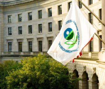 U.S. Environmental Protection Agency Flag on the side of a building
