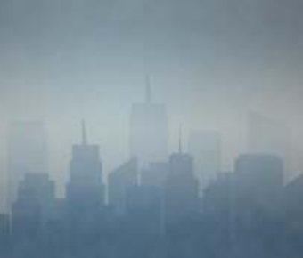 City skyline obscured by air pollution