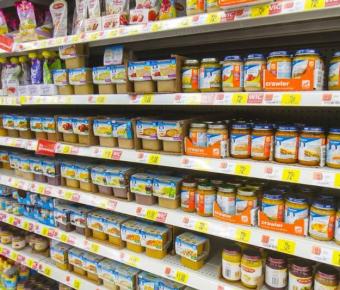 Baby food aisle at grocery store