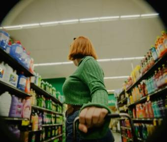 Woman shopping in grocery store