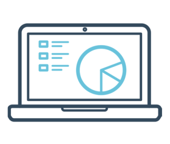 Laptop screen with graphs