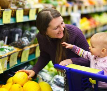 Mom and child at store