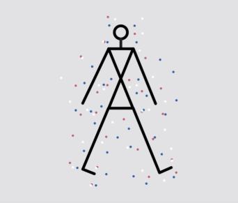 Concept illustration of person with dots representing disease points around their body