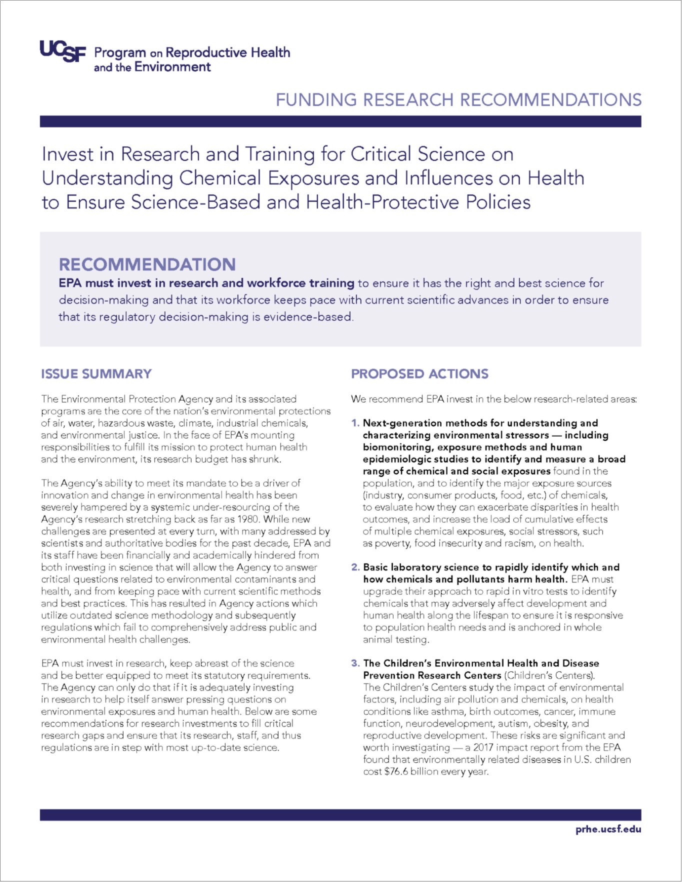 Funding Research Recommendations